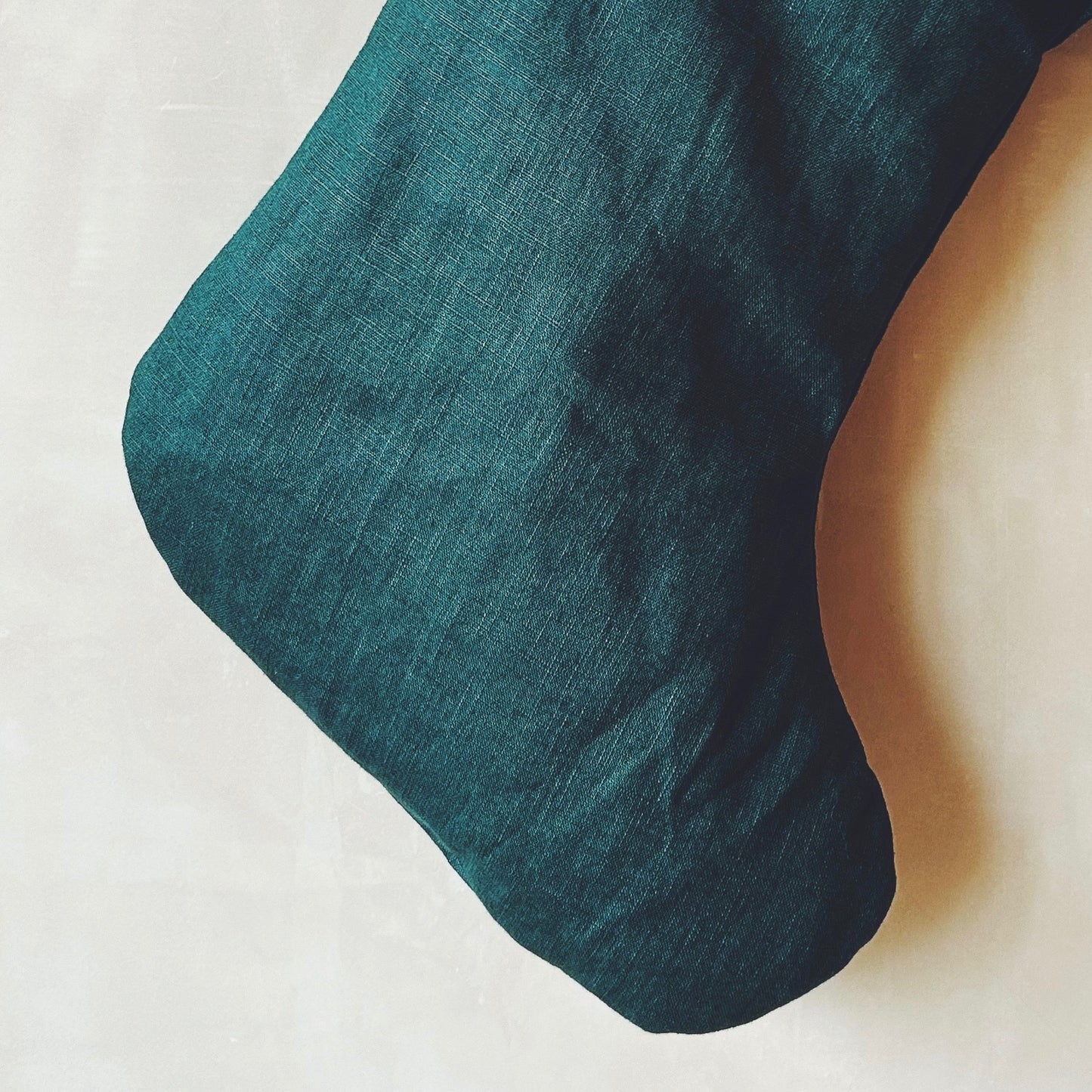 Dark Green Linen Christmas Stocking