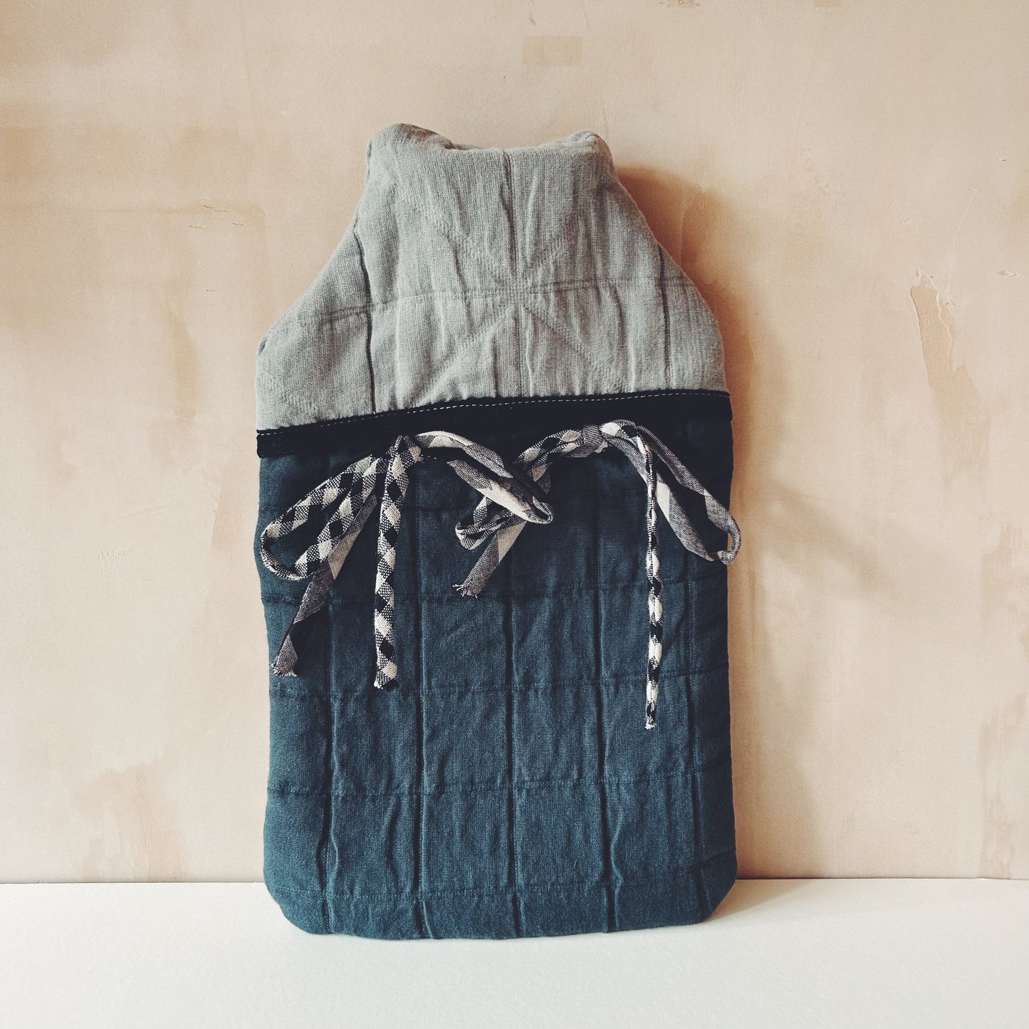 Zero Waste Hot Water Bottle Cover & Bottle - Grey & Navy