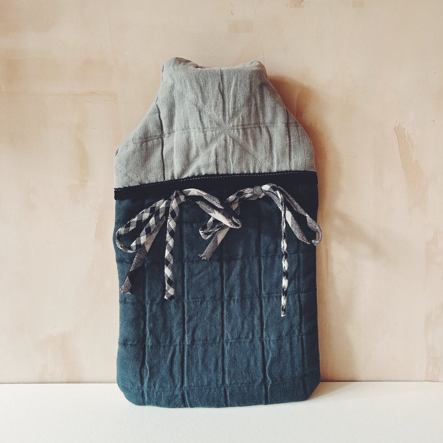 Zero Waste Hot Water Bottle Cover & Bottle - Grey & Navy