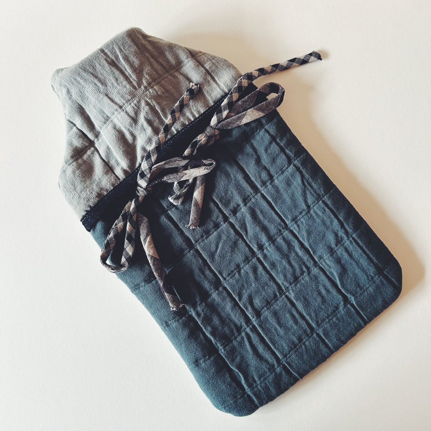 Zero Waste Hot Water Bottle Cover & Bottle - Grey & Navy