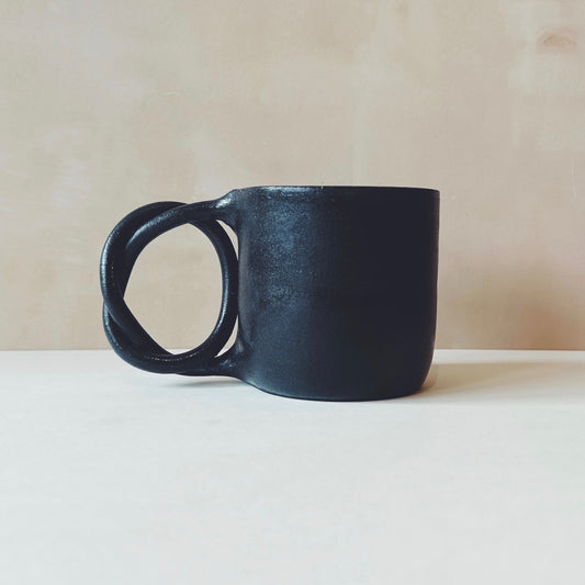 We Are Clay Handmade Ceramic Pretzel Cup - Black