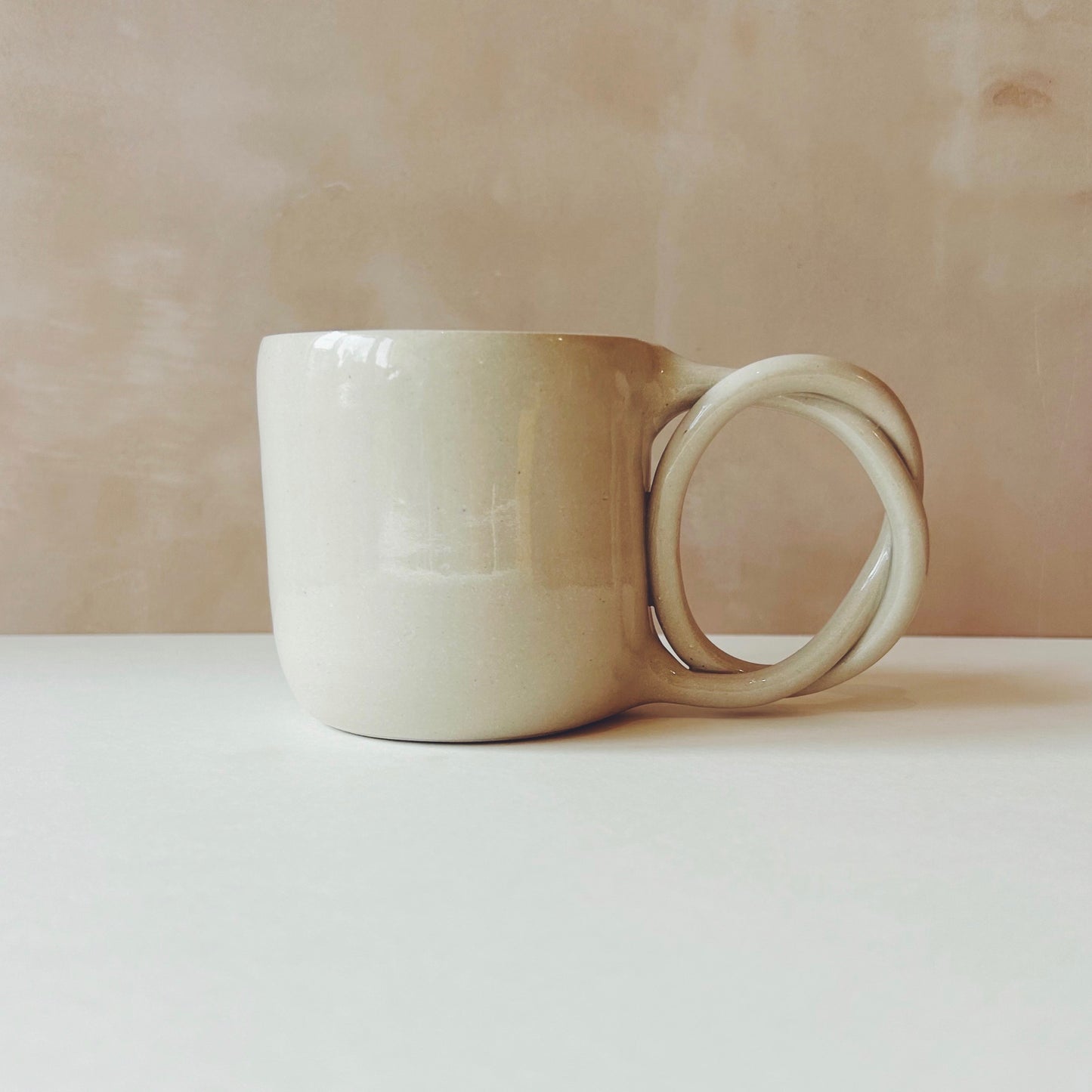 We Are Clay Handmade Ceramic Pretzel Cup - White