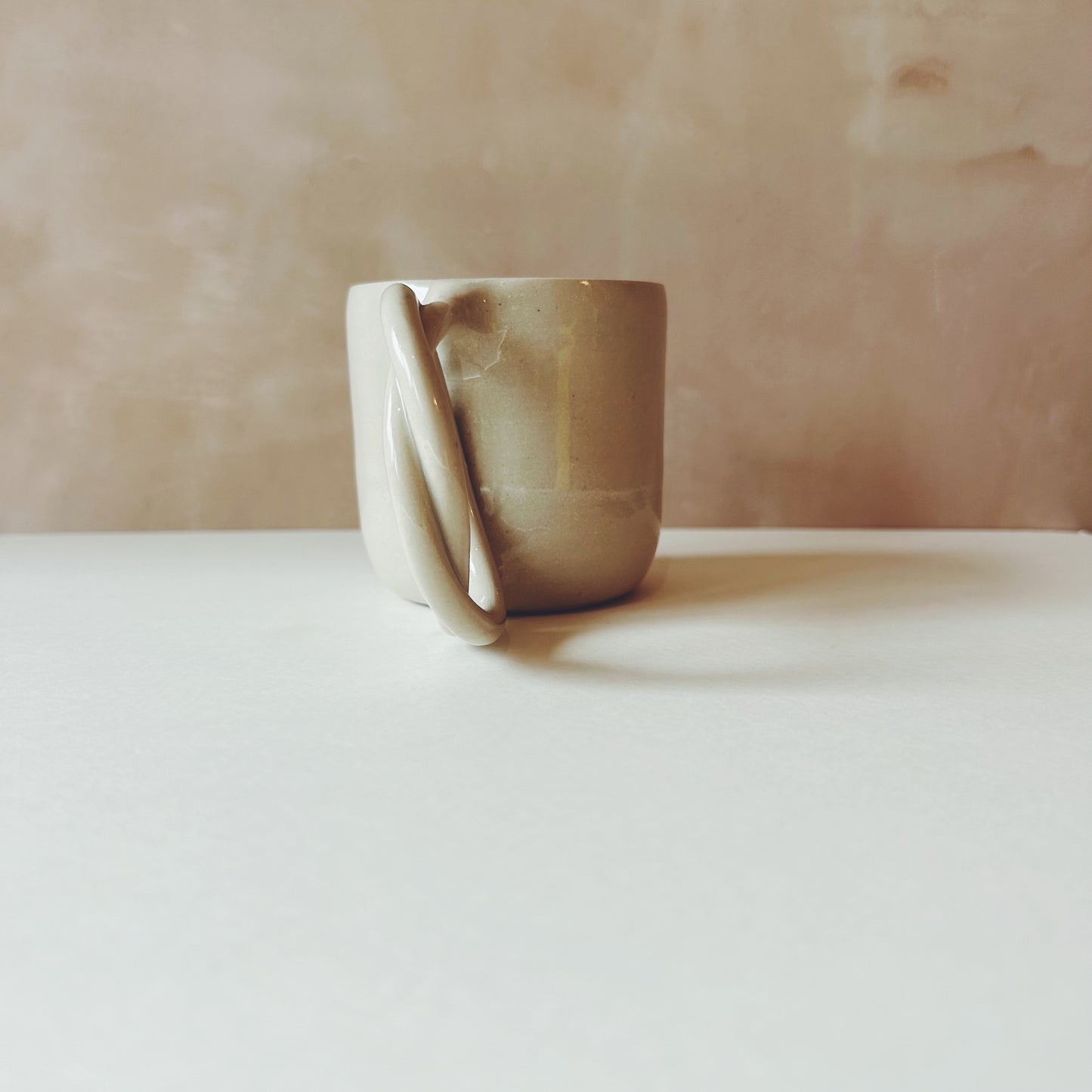 We Are Clay Handmade Ceramic Pretzel Cup - White