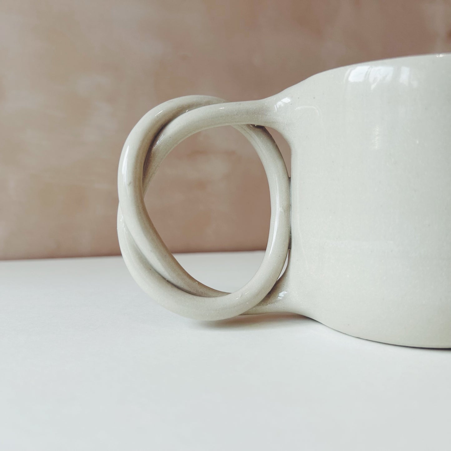 We Are Clay Handmade Ceramic Pretzel Cup - White