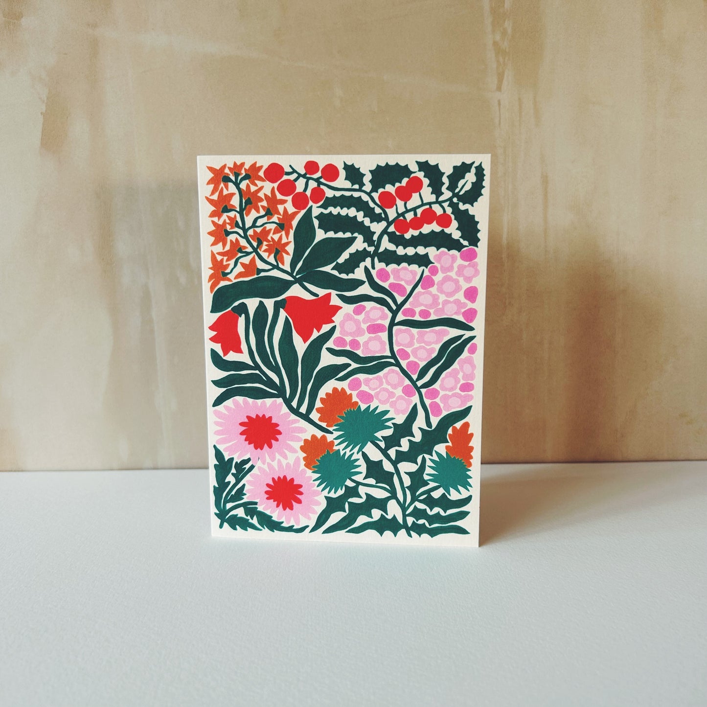 Christmas Flowers Greetings Card